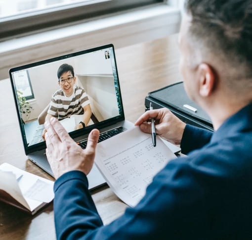 person on talking on video-call.